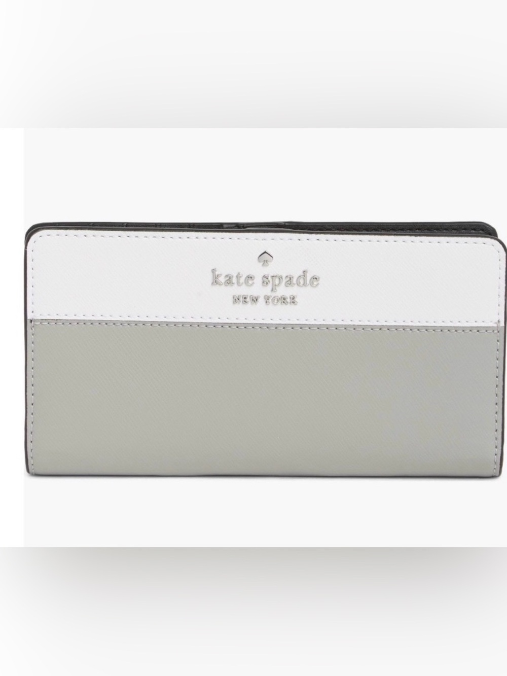 NWT Kate spade White and Light Gray Two-Tone Continental Wallet